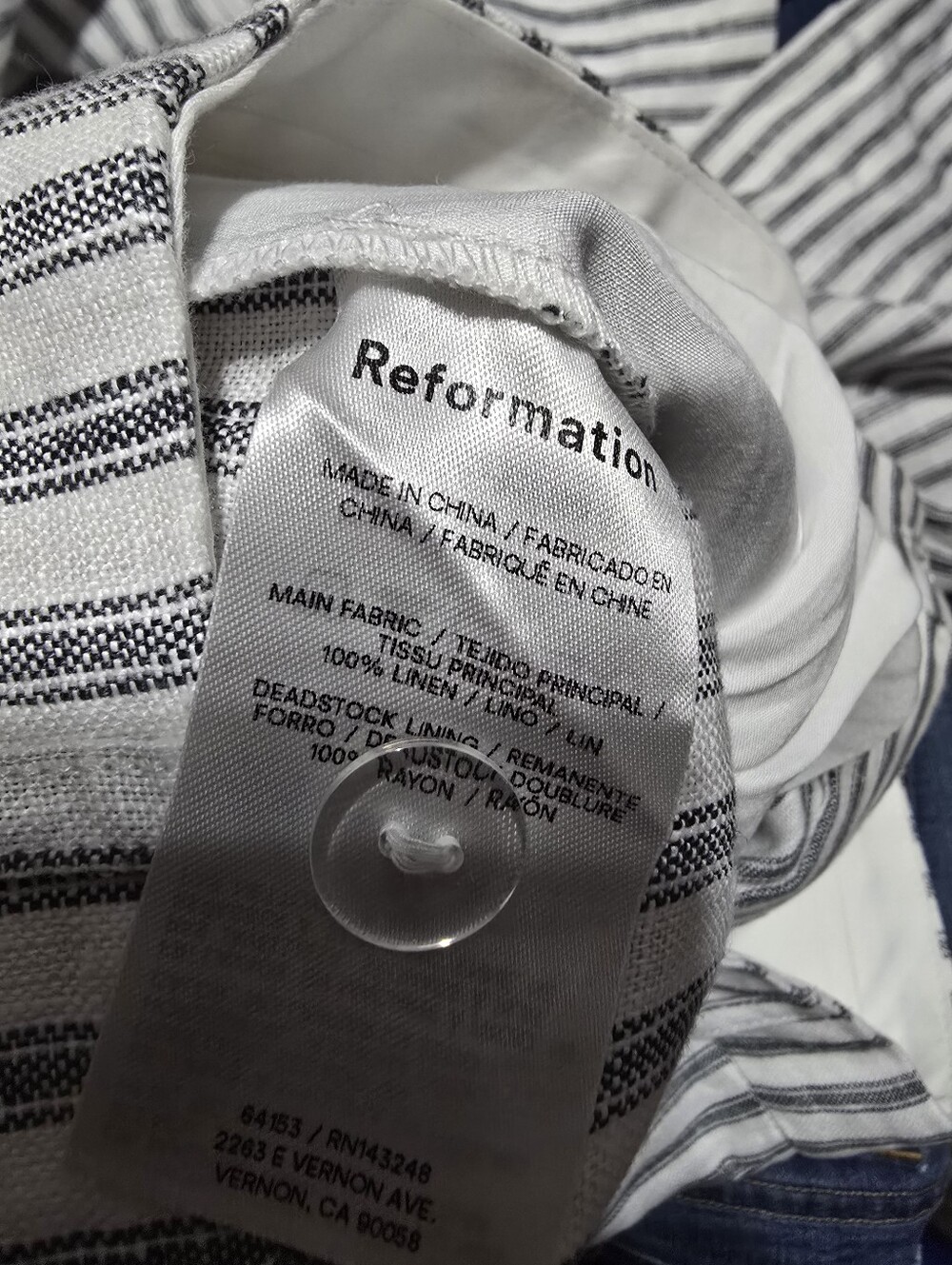 Reformation | Carter Linen Mid Rise Wide Leg Striped Trouser Pants, Sz 8, EUC! - Picture 15 of 15
